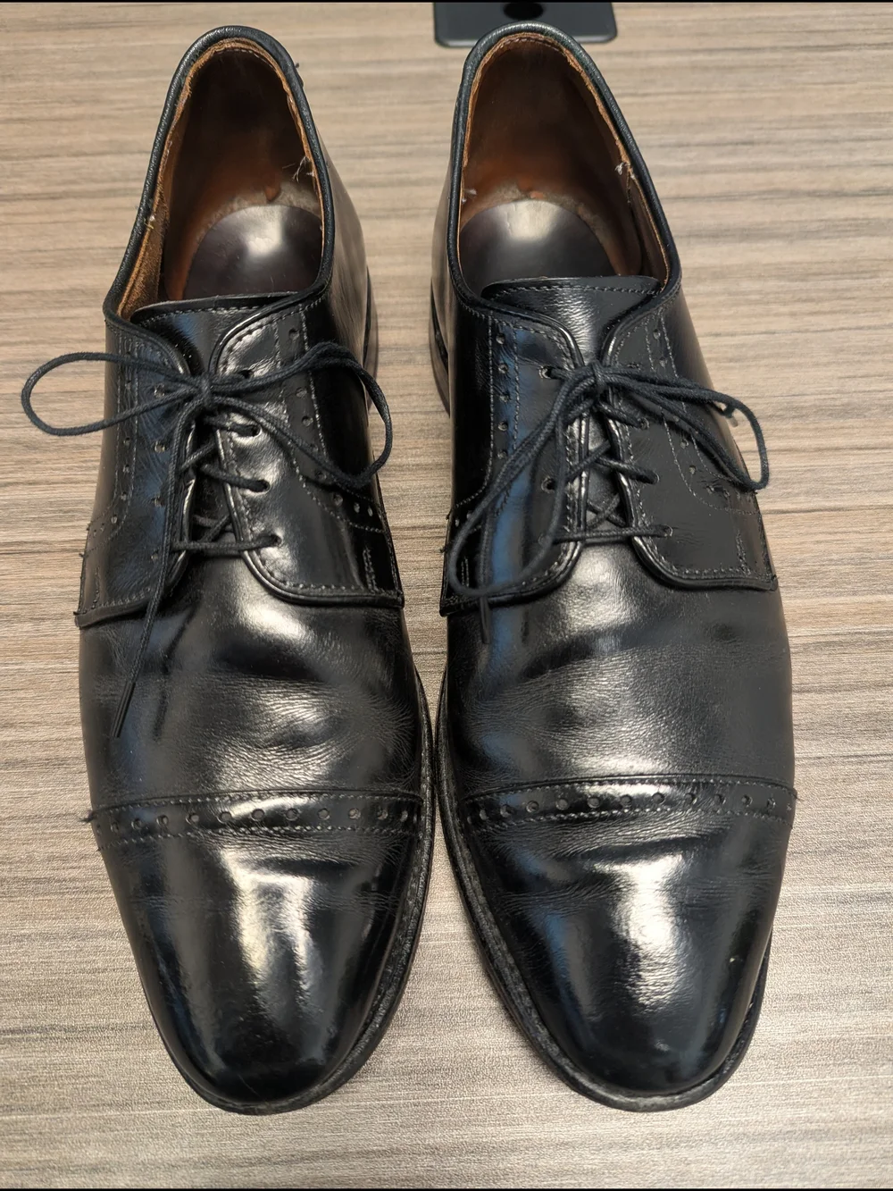 Allen Edmonds Clifton Black Cap-Toe Derby Dress Shoes 10D